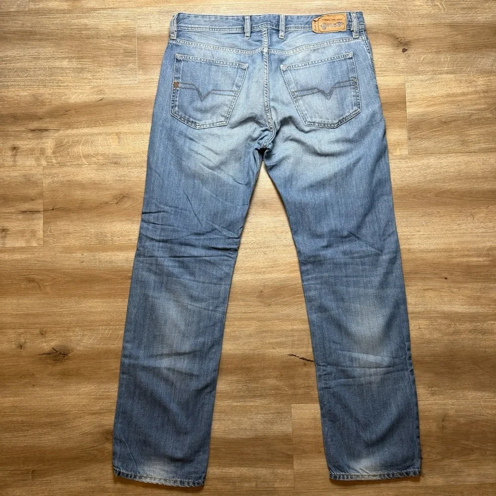 Diesel Waykee Jeans Men 32x32 Blue Straight Leg Distressed Medium Wash 0839C